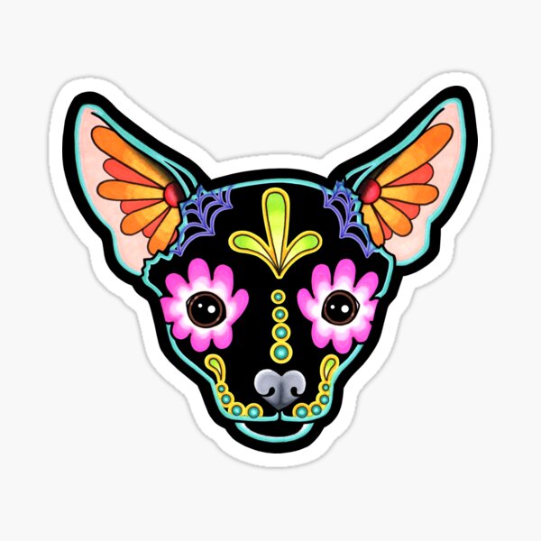 Item preview, Day of the Dead Chihuahua in Black Sugar Skull Dog designed and sold by Pretty In Ink.