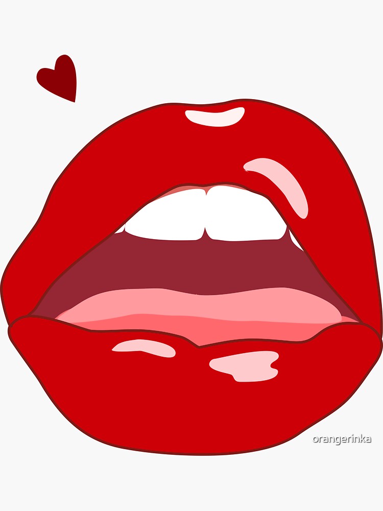 Sexy Red Lips And Tongue Sticker For Sale By Orangerinka Redbubble