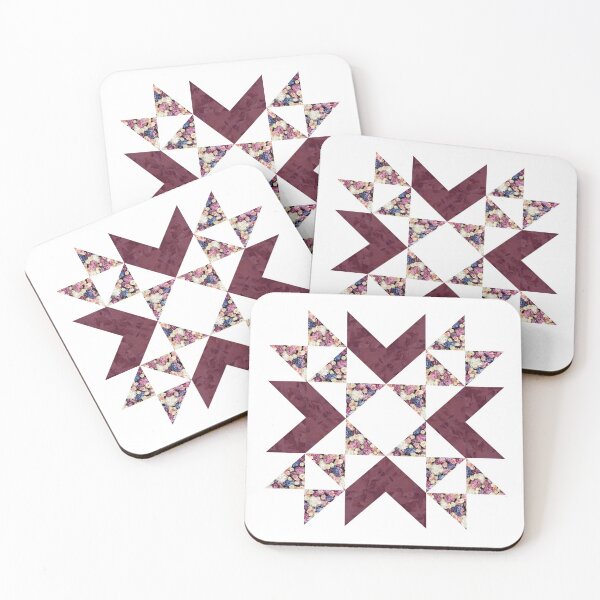 Item preview, Traditional vintage quilt block pattern burgundy designed and sold by InkLove.