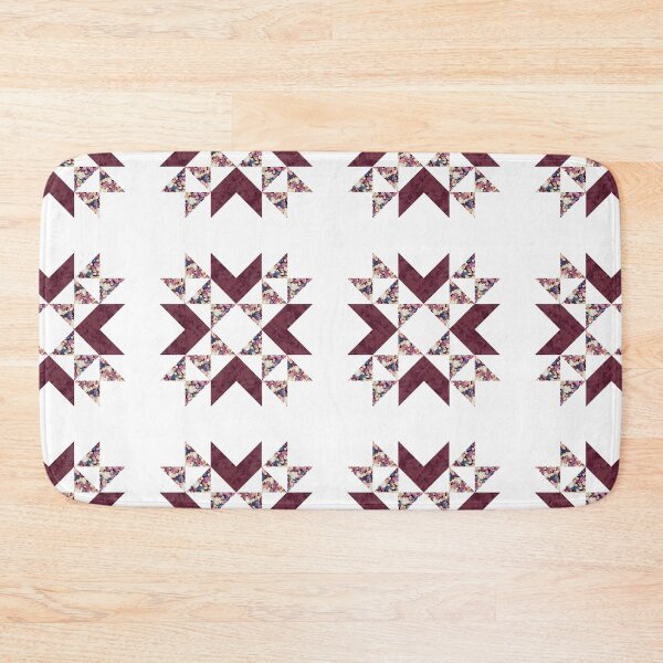 Item preview, Traditional vintage quilt block pattern burgundy designed and sold by InkLove.