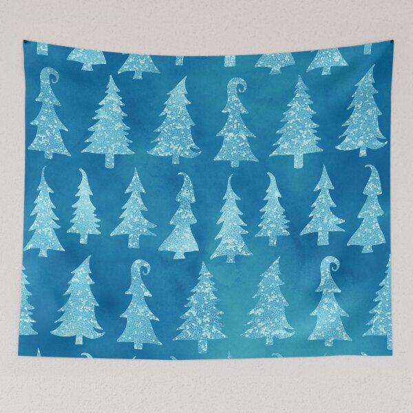 Item preview, Christmas Tree Blue Watercolor Pattern  designed and sold by WOW TeesAndThings.