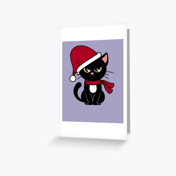 Grumpy Christmas Black Cat Greeting Card