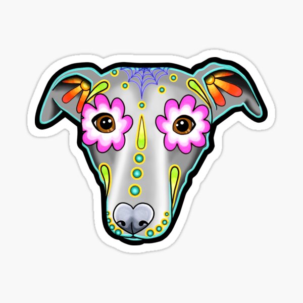 Item preview, Day of the Dead Whippet / Greyhound Sugar Skull Dog designed and sold by Pretty In Ink.