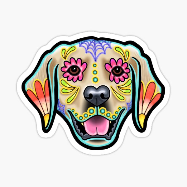 Item preview, Day of the Dead Golden Retriever Sugar Skull Dog designed and sold by Pretty In Ink.