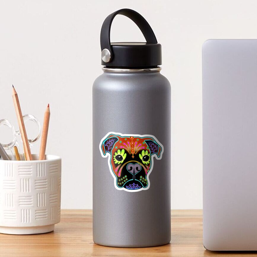 Boxer in Fawn - Day of the Dead Sugar Skull Dog Sticker