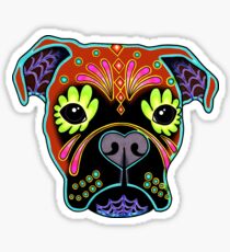 Boxer in Fawn - Day of the Dead Sugar Skull Dog Sticker