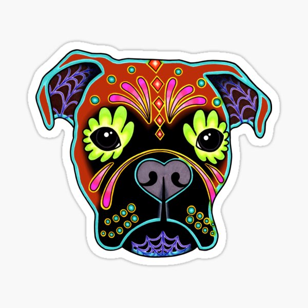 Item preview, Boxer in Fawn - Day of the Dead Sugar Skull Dog designed and sold by Pretty In Ink.