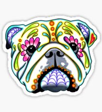 Day of the Dead English Bulldog Sugar Skull Dog Sticker