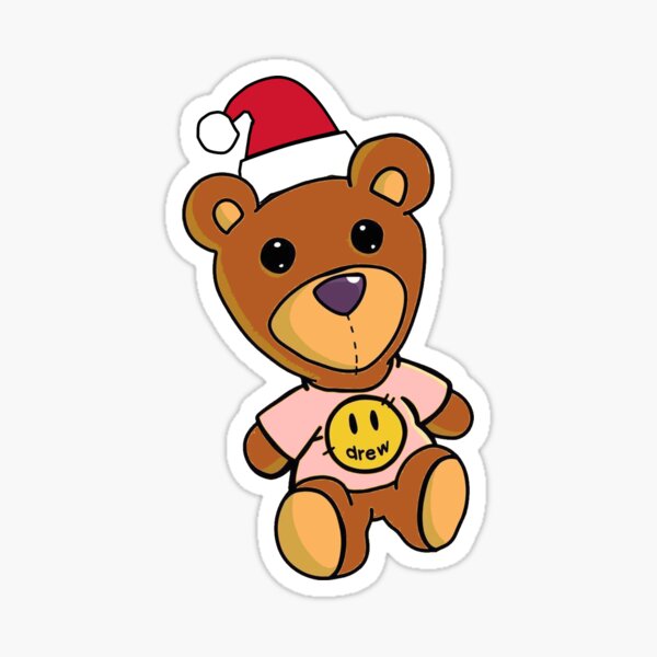Oso Bieber, feliz Navidad, oso dibujado Pegatina
