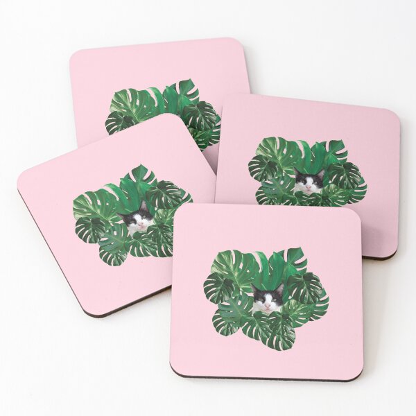 Item preview, Cute Tuxedo Cat And Monstera Leaves designed and sold by leBoosh-Designs.