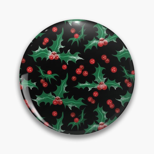 Item preview, Frosty Holly and Berries [BLACK] Pattern designed and sold by Daniel Bevis Design.