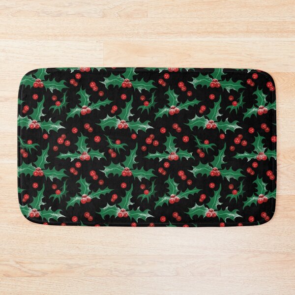 Item preview, Frosty Holly and Berries [BLACK] Pattern designed and sold by Daniel Bevis Design.