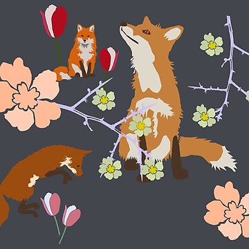 Artwork thumbnail, Fox in flowers by chihuahuashower