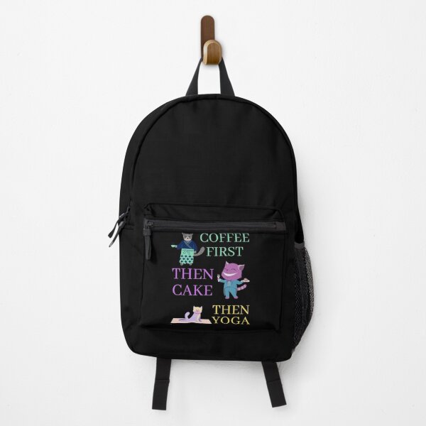 Item preview, COFFEE FIRST THEN CAKE THEN YOGA Funny Quote Meme Design designed and sold by LevelUpMerch.