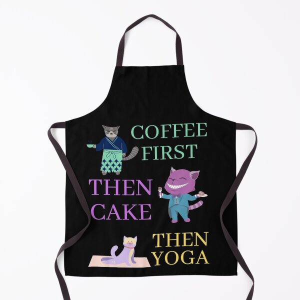 Item preview, COFFEE FIRST THEN CAKE THEN YOGA Funny Quote Meme Design designed and sold by LevelUpMerch.