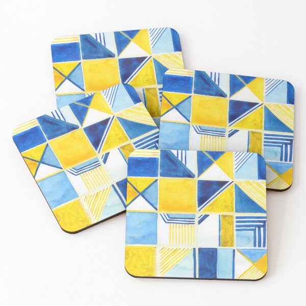Item preview, geometric shapes: blue and yellow designed and sold by kosarandrea.