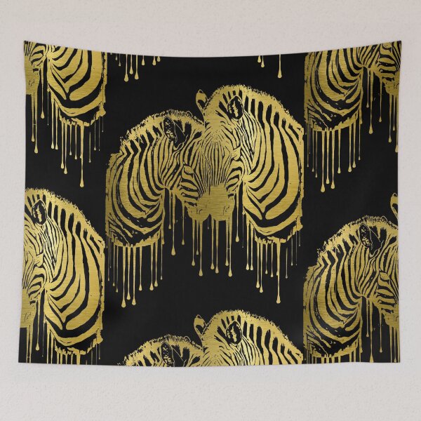 Item preview, Zebra lovers, watercolor gold, dripping paint, gold zebra, zebra, gold   designed and sold by Collagedream.