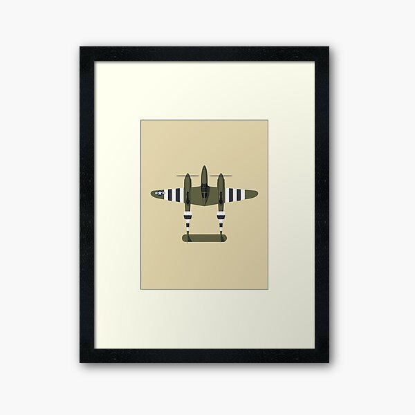 Vista previa del artículo con la obra «P-38 WWII Fighter Aircraft - Olive», diseñado y vendido por VoodooCircus.
