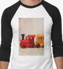 A cute little wooden train Men's Baseball ¾ T-Shirt