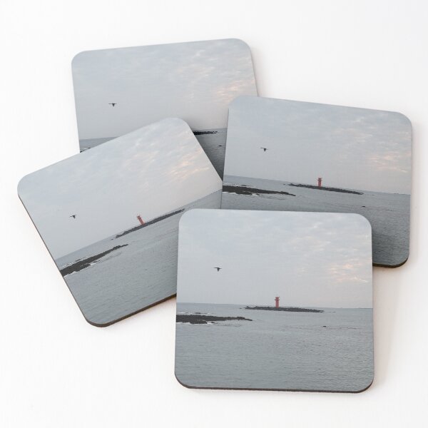 Item preview, Lighthouse and flying migratory birds in the early morning on a cloudy day in Gujwa, Jeju island in Korea designed and sold by human8891.