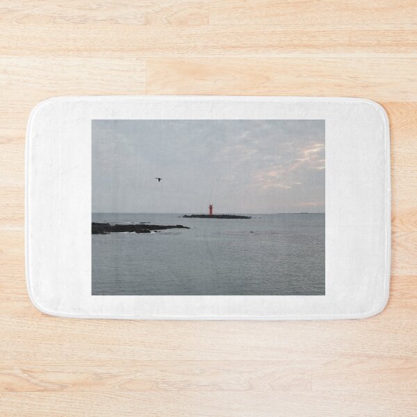 Item preview, Lighthouse and flying migratory birds in the early morning on a cloudy day in Gujwa, Jeju island in Korea designed and sold by human8891.