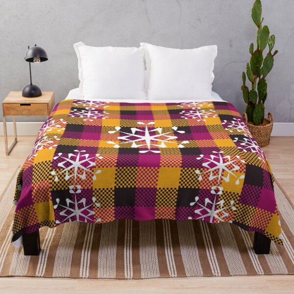 Item preview, Christmas plaid snowflake purple orange designed and sold by kyds.
