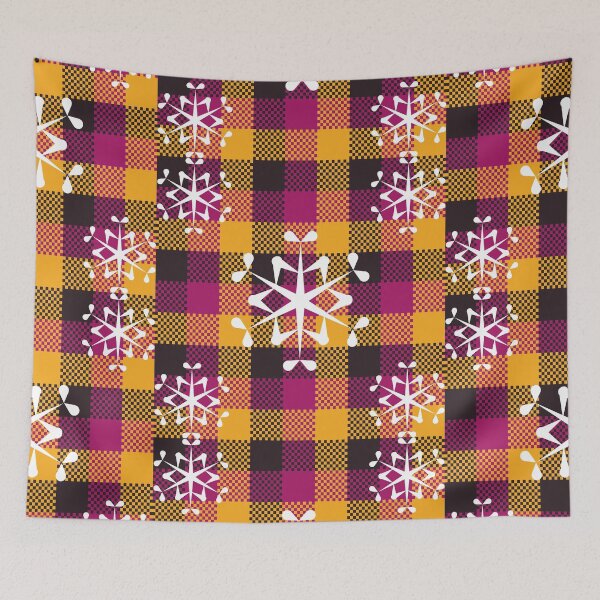 Item preview, Christmas plaid snowflake purple orange designed and sold by kyds.