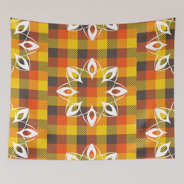 Item preview, Christmas plaid snowflake orange yellow designed and sold by kyds.