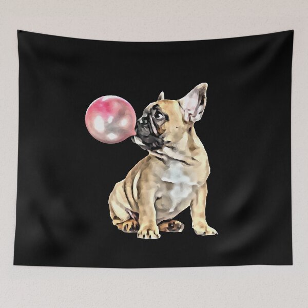 Item preview, French bulldog lovers, sweet frenchie with pink bubblegum designed and sold by Collagedream.