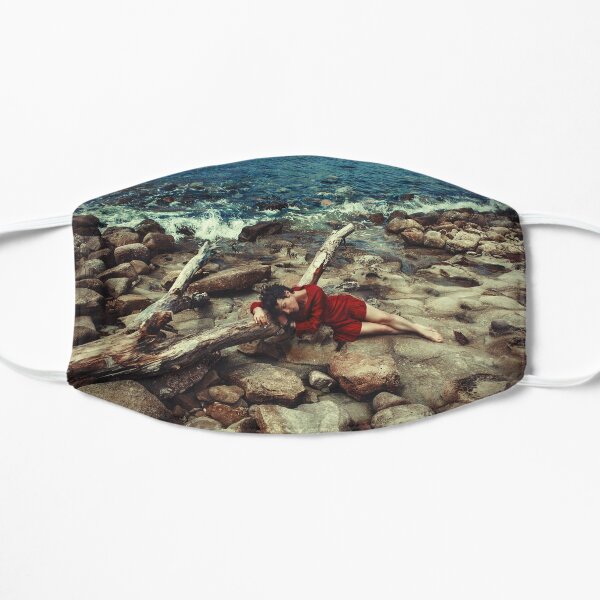Girl on the Italian Beach Flat Mask