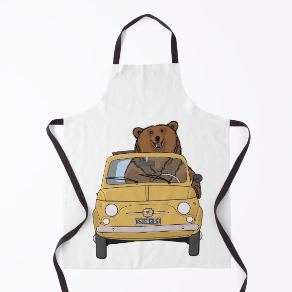 Item preview, Brown bear driving a yellow retro Fiat 500 designed and sold by Simut-P.