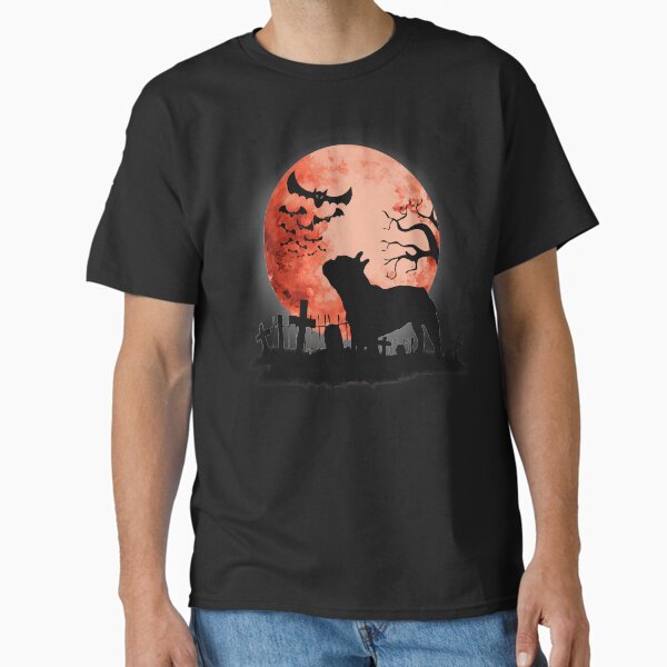 Item preview, French bulldog lovers, frenchie at blood moon, spooky, scary, cemetery designed and sold by Collagedream.