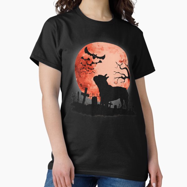 Item preview, French bulldog lovers, frenchie at blood moon, spooky, scary, cemetery designed and sold by Collagedream.