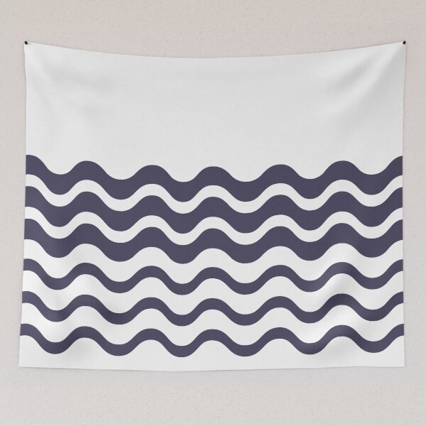 Item preview, Simple Wave Pattern | White Background & Dark Blue Lines designed and sold by ukoko.