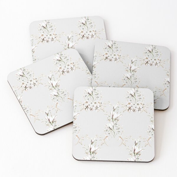 Item preview, Three flowers on light gray 2 designed and sold by WzoryOzdobne.