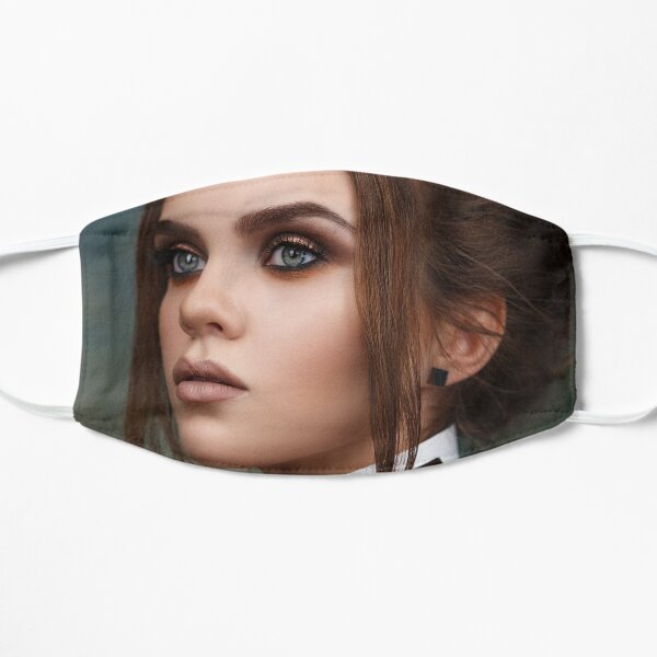 Close-up portrait of brunette woman with paper choker Flat Mask