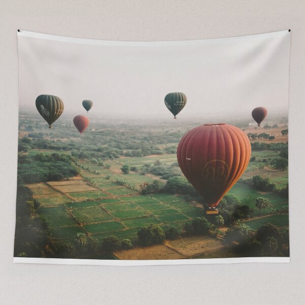 Item preview, hot air balloon flies over the field designed and sold by SLNDY.