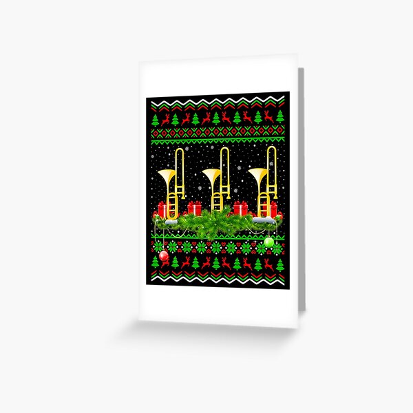 Trombone Marching Band Ugly Christmas Shirt Gift Greeting Card for Sale by  mrsmitful