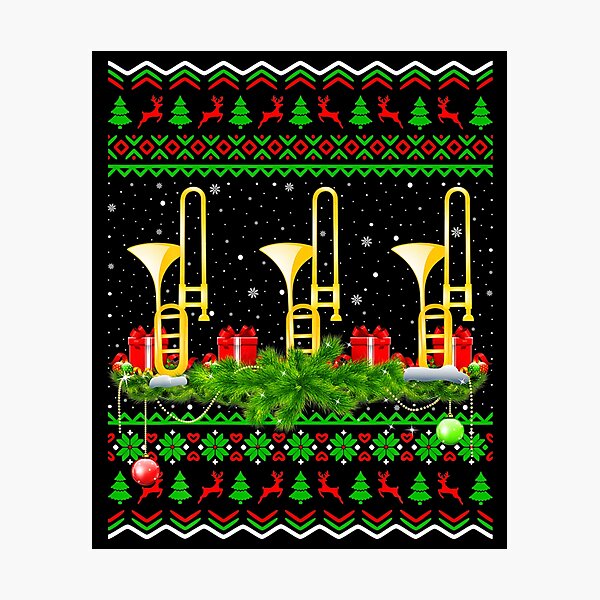 Trombone Ugly Christmas Sweater Marching Band Christmas Sweater