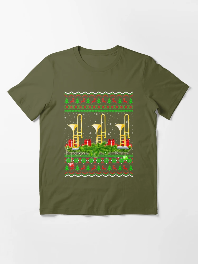 Trombone Ugly Christmas Sweater Band Essential T-Shirt for Sale by BiTee