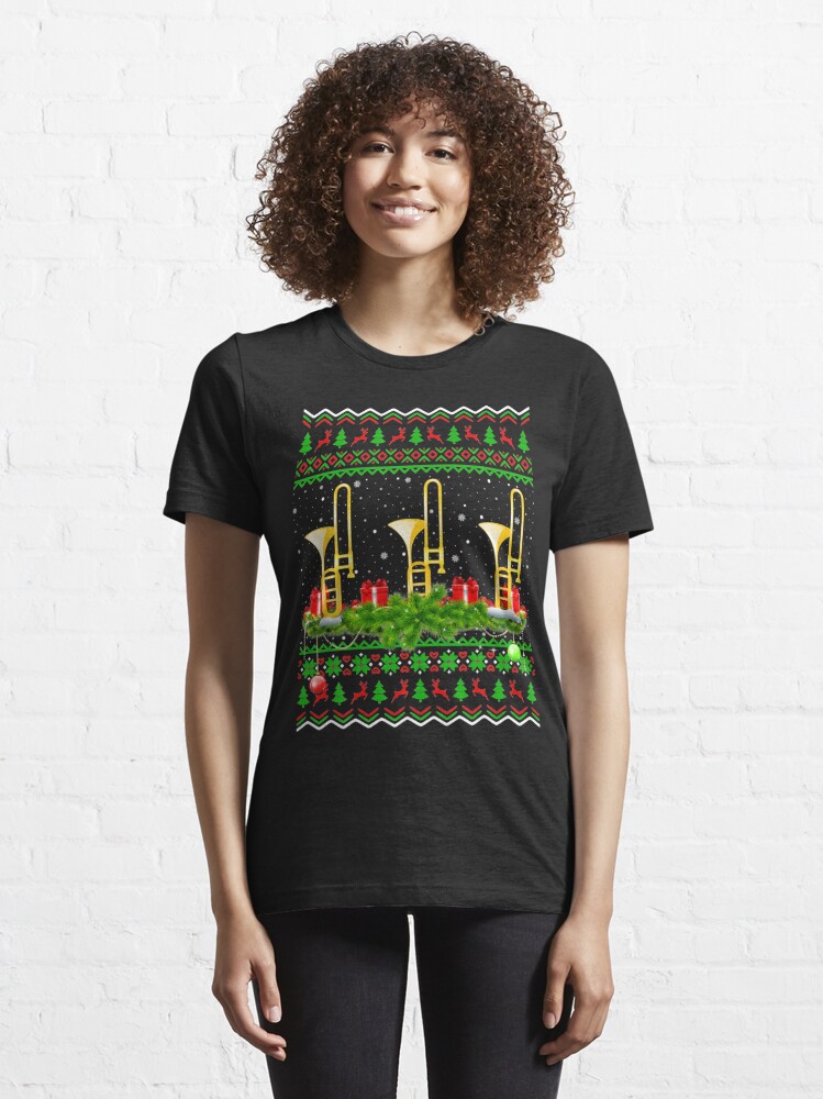 Trombone Ugly Christmas Sweater Band Essential T-Shirt for Sale by BiTee
