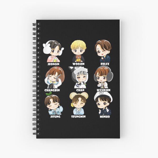 KPOP STRAY KIDS CHIBI TOUS LES MEMBRES Cahier à spirale