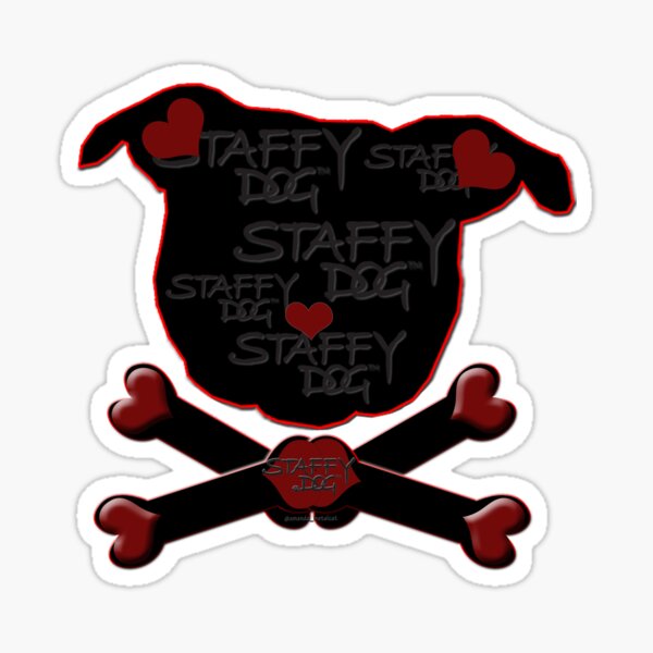 Item preview, Staffy Dog and Crossbones of Love designed and sold by amanda metalcat dodds.