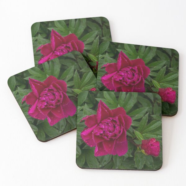 Item preview, Garnet and Emerald -  Jewel Toned Raindrops on Peony Blooms designed and sold by Georgia Mizuleva.
