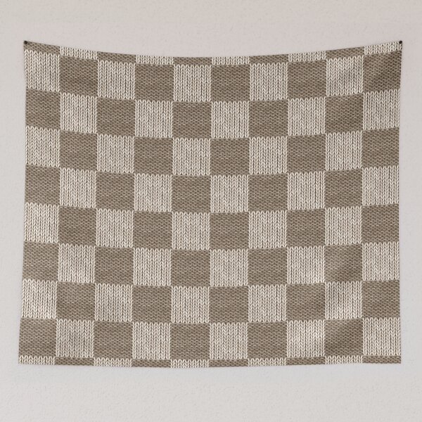 Item preview, Beige gray patchwork checkered realistic knitted seamless pattern designed and sold by olgersart.
