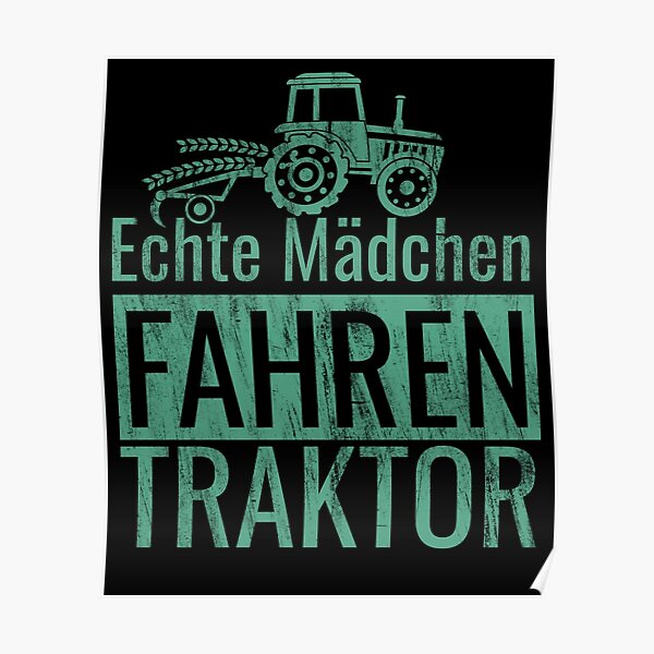 Echte Mädchen Fahren Traktor Poster