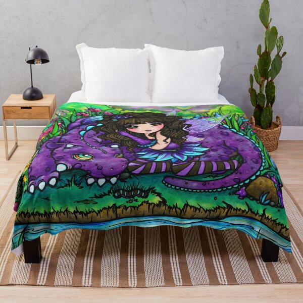 Item preview, Fairy Girl and Dragon Whimsical Nature Scene Fantasy Art designed and sold by hannahlynnart.
