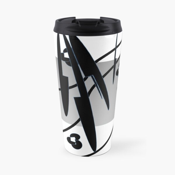 Petals and Leaves Black and White Travel Mug