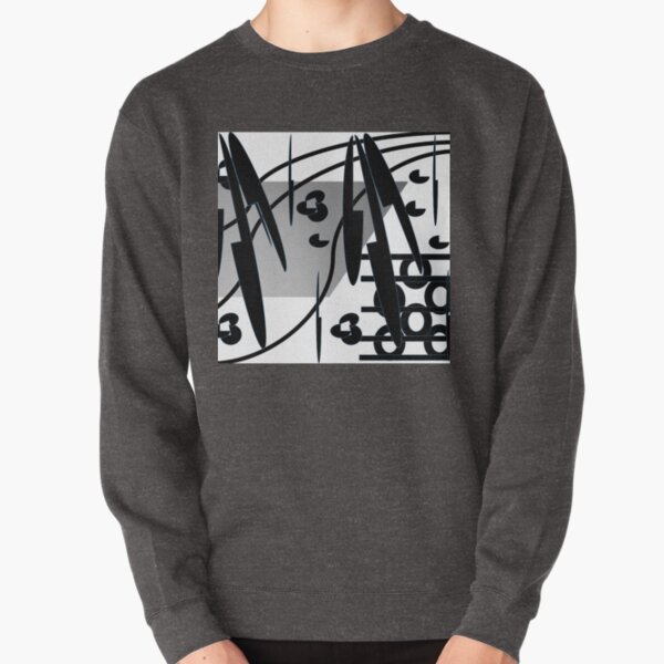 Petals and Leaves Black and White Pullover Sweatshirt