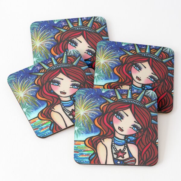 Item preview, Statue of Liberty Mermaid Patriotic America Fantasy Art by Hannah Lynn designed and sold by hannahlynnart.